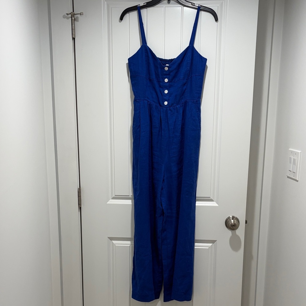 Madewell Royal Blue Button-Front Jumpsuit